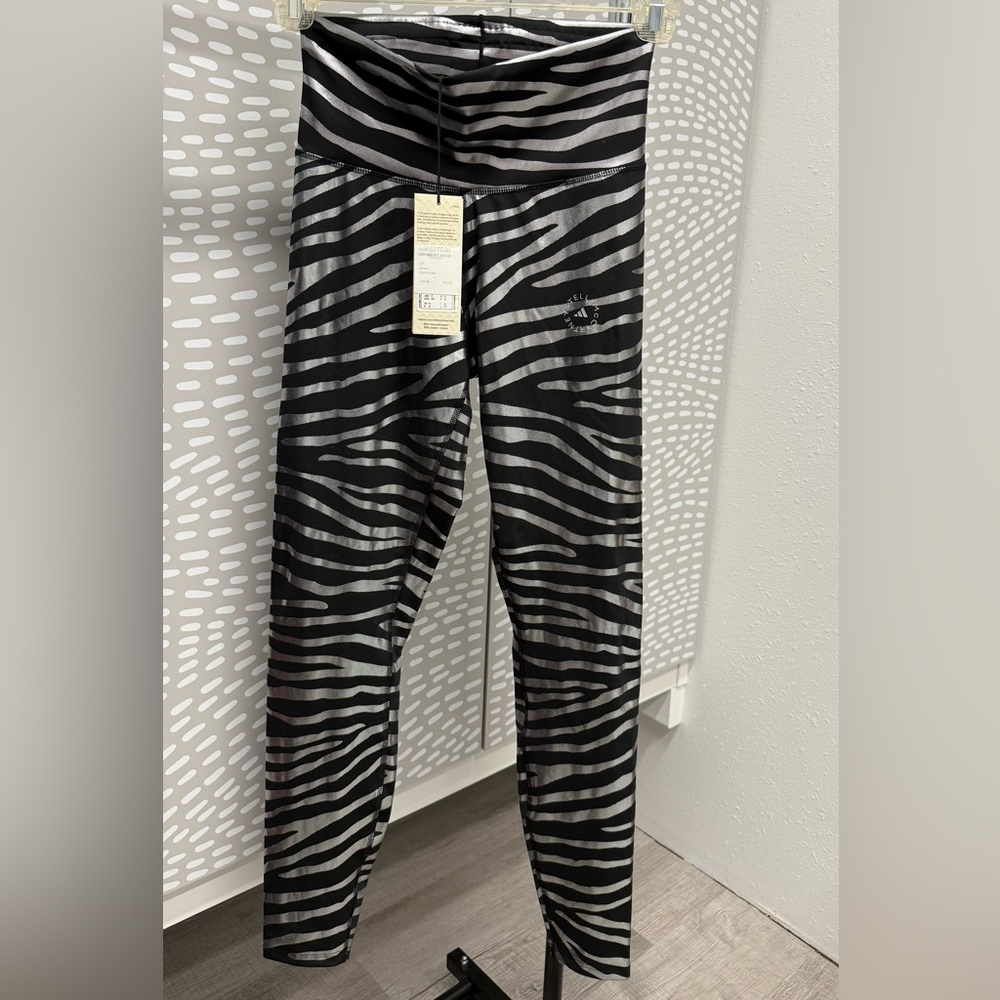 Adidas by Stella McCartney Black and silver Zebra Leggings NWT